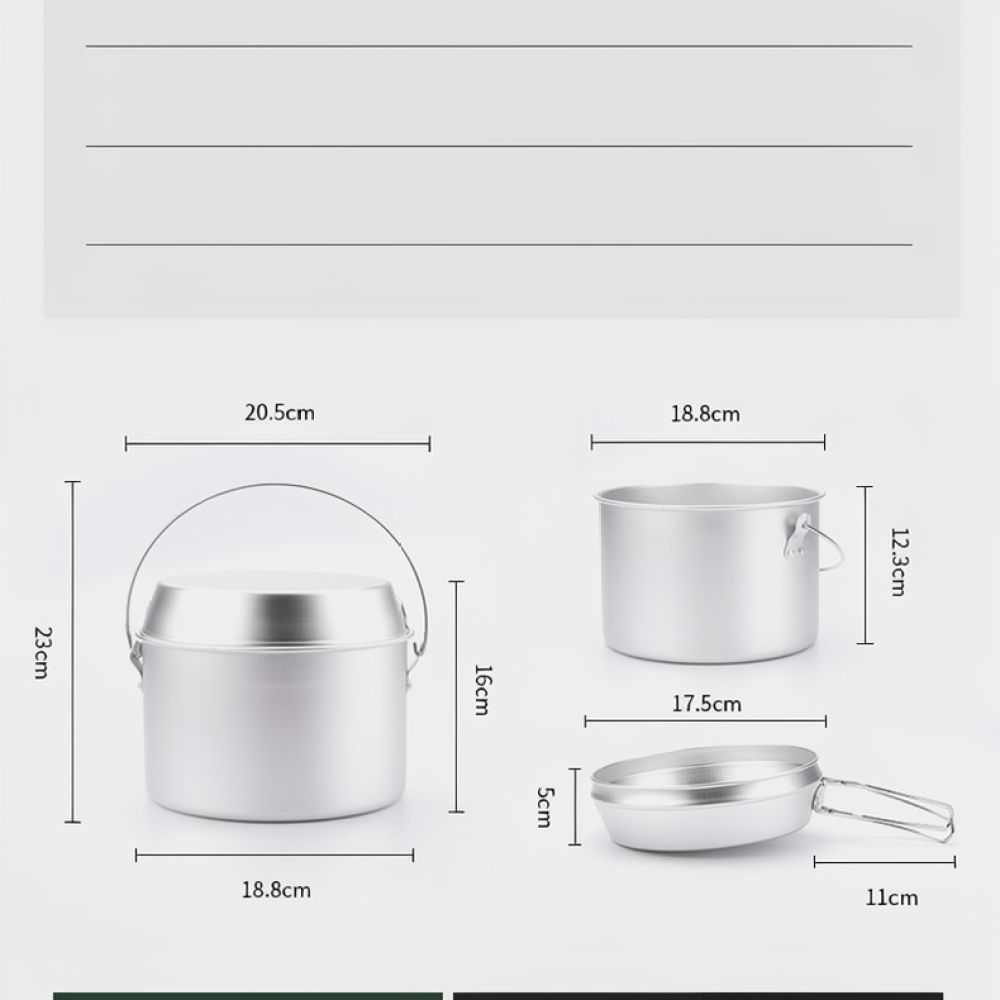 Camping Cooking Dining Set - Batterie de cuisine en aluminium pour