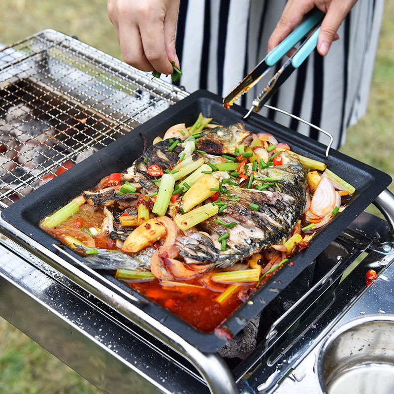 Poêle à griller carrée épaisse - Camping Hiking Cooking avis et prix
